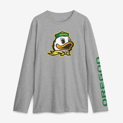 Oregon Ducks Logo Athletic Primary Logo Long Sleeve T-Shirt - Heather Gray