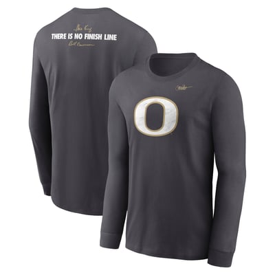 Oregon Ducks Nike Shoe Duck There Is No Finish Line Dri-FIT Long Sleeve T-Shirt - Anthracite