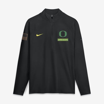 Oregon Ducks Nike 2026 Military Appreciation Stride Raglan Dri-FIT Half-Zip Pullover - Black