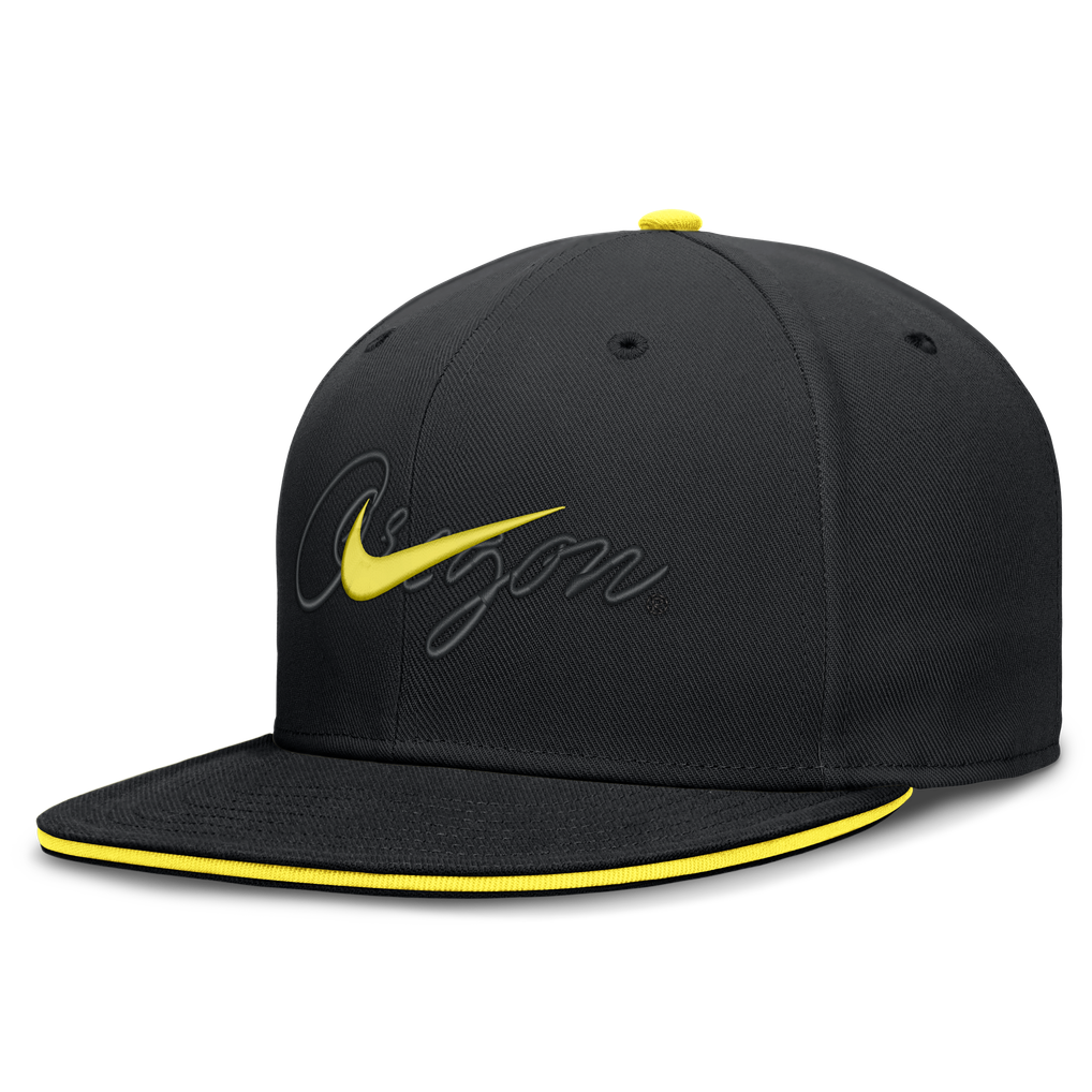 Oregon Ducks Nike Dri-FIT Primetime Script Fitted Hat - Black