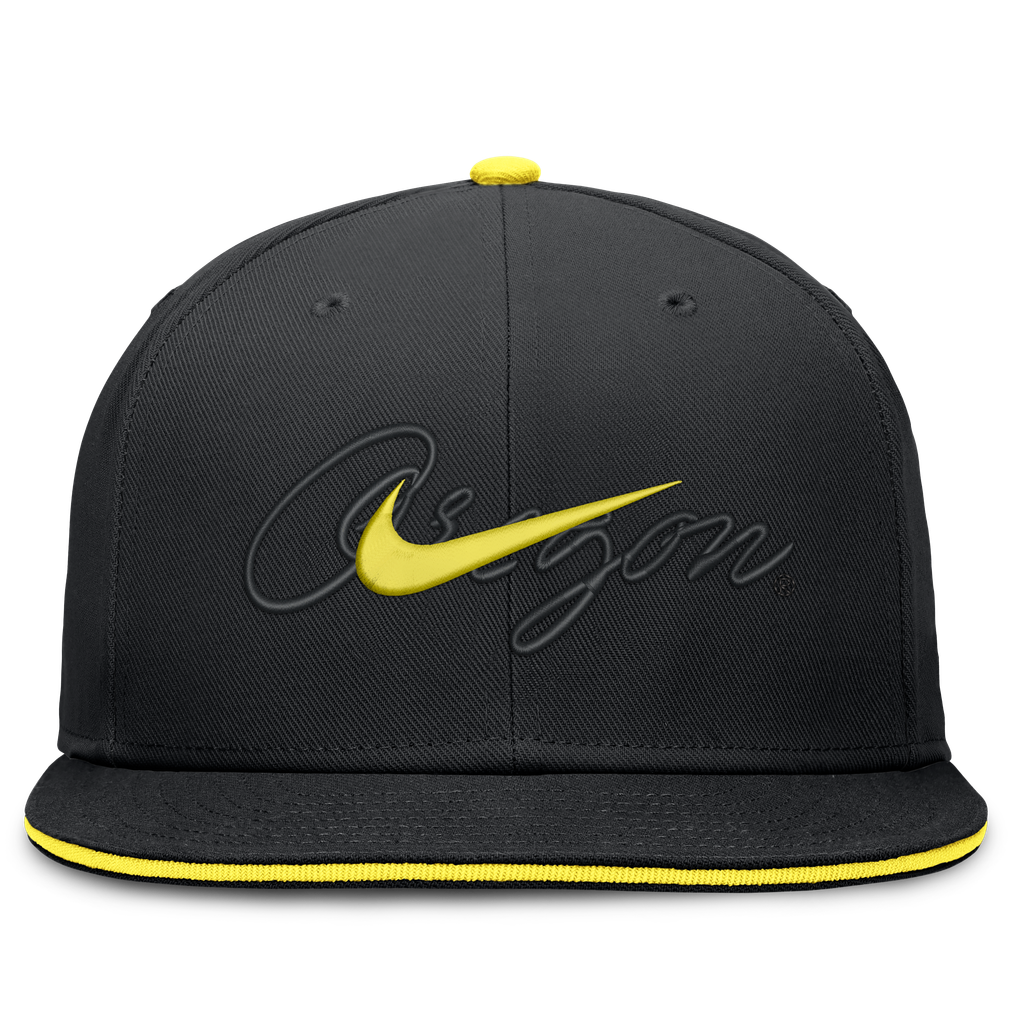 Oregon Ducks Nike Dri-FIT Primetime Script Fitted Hat - Black