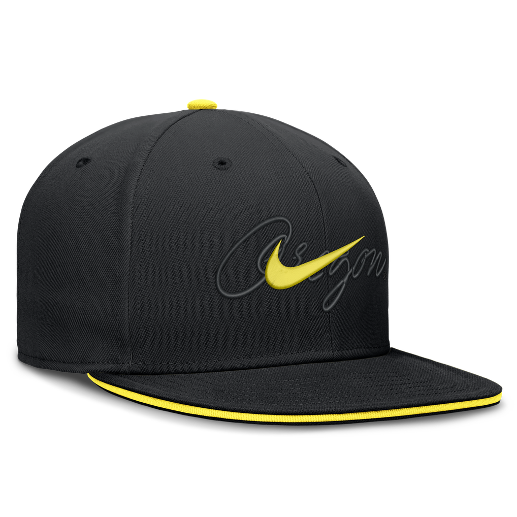 Oregon Ducks Nike Dri-FIT Primetime Script Fitted Hat - Black