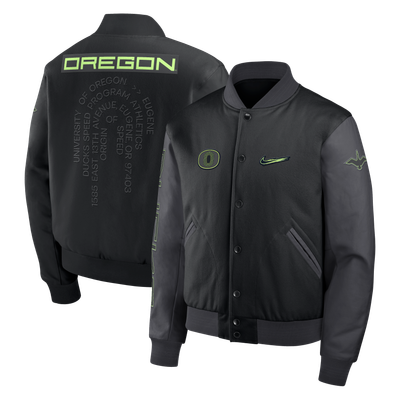 Oregon Ducks Nike Origin of Speed Full-Snap Varsity Jacket - Black
