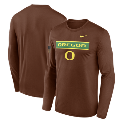 Oregon Ducks Nike 2026 Military Appreciation Dri-FIT Long Sleeve T-Shirt - Brown