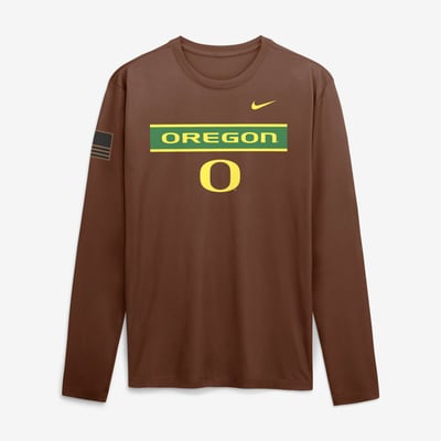 Oregon Ducks Nike 2026 Military Appreciation Dri-FIT Long Sleeve T-Shirt - Brown