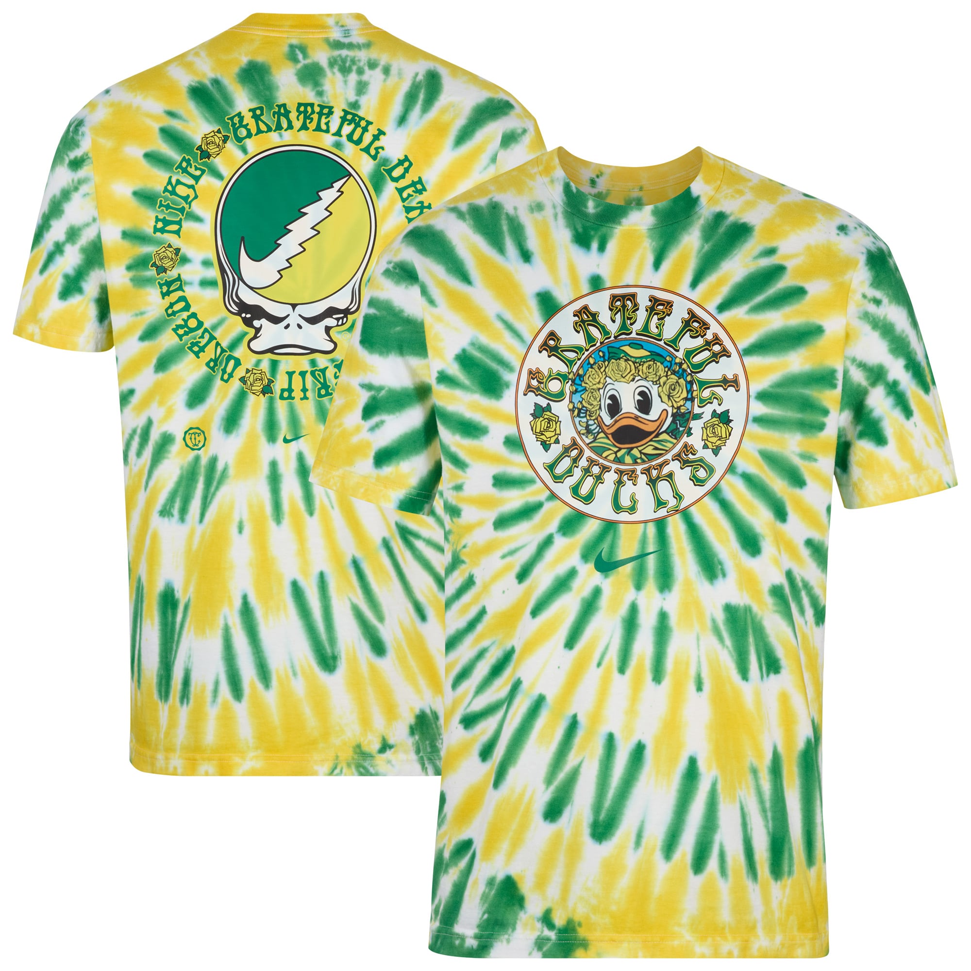 Oregon Ducks Nike Grateful Ducks Tie-Dye SYF T-Shirt - Green/Yellow