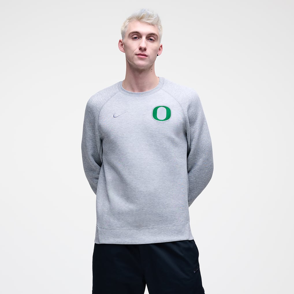 Oregon Ducks Nike Tech Fleece Raglan Sweatshirt - Heather Gray