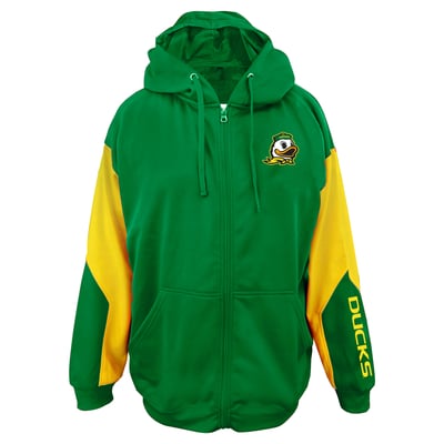 Oregon Ducks Profile Big & Tall Sleeve Block Full-Zip Hoodie - Green