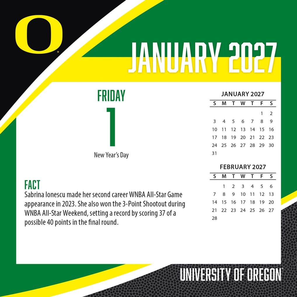 Oregon Ducks 2027 Box Calendar