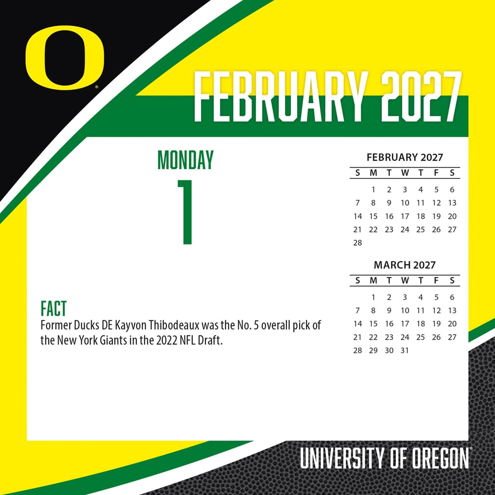 Oregon Ducks 2027 Box Calendar