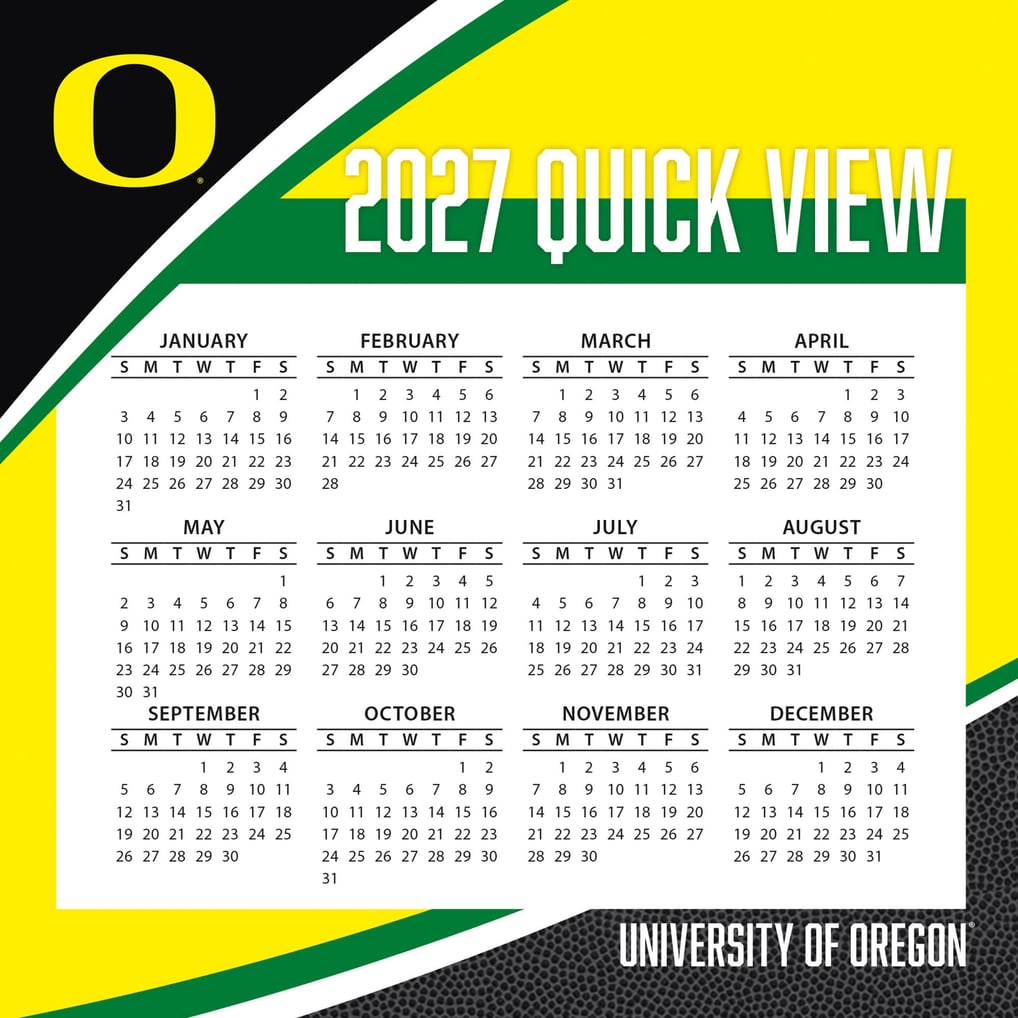 Dujcks Oregon Ducks 2027 Box Calendar