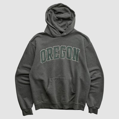 Oregon Ducks Champion 2000s Hooded Pullover Sweatshirt - Dark Heather Gray - S by Fanatics Real Vintage