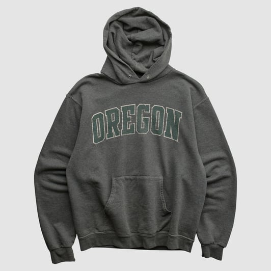 Oregon Ducks Champion 2000s Hooded Pullover Sweatshirt - Dark Heather Gray - S by Fanatics Real Vintage