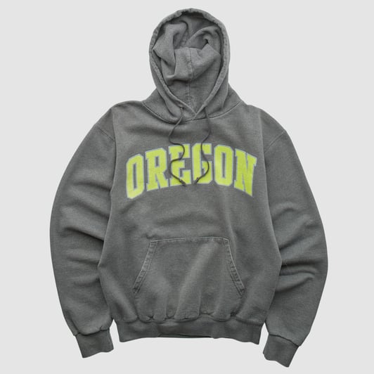 Oregon Ducks Champion 2000s Hooded Pullover Sweatshirt - Dark Heather Gray - XS by Fanatics Real Vintage