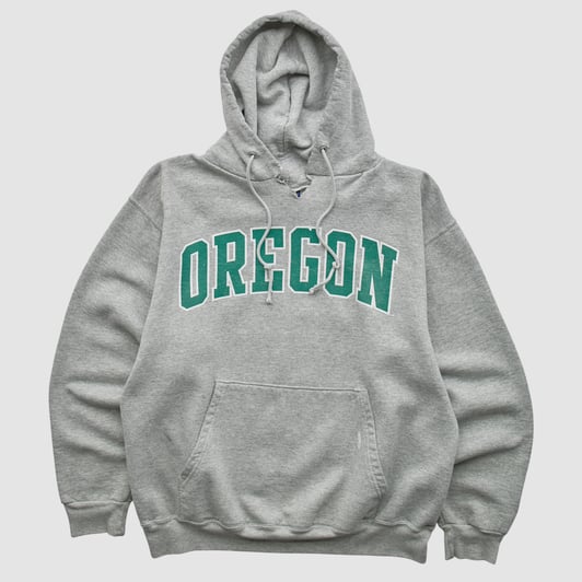 Oregon Ducks Champion 2000s Hooded Pullover Sweatshirt - Heather Gray - XS by Fanatics Real Vintage