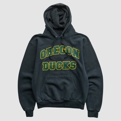 Oregon Ducks Hanes 2000s Hooded Pullover Sweatshirt - Black - XS by Fanatics Real Vintage