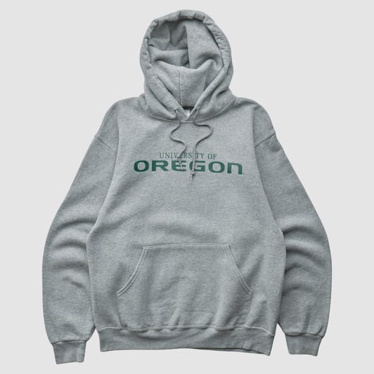 Oregon Ducks Jerzees 2000s Hooded Pullover Sweatshirt - Heather Gray - XS by Fanatics Real Vintage