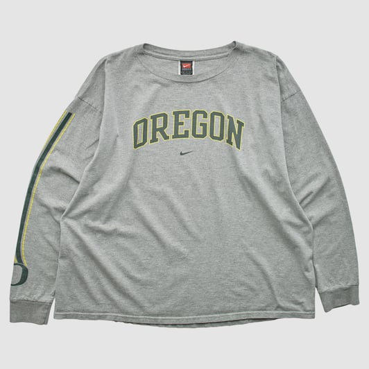 Oregon Ducks Nike 2000s Long Sleeve T-shirt - Heather Gray - 2XL by Fanatics Real Vintage
