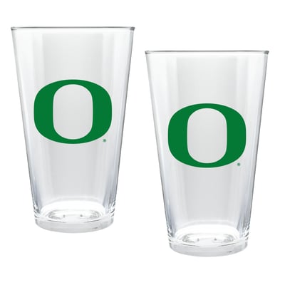 Oregon Ducks Two-Piece 16oz. Double Play Pint Glass Set