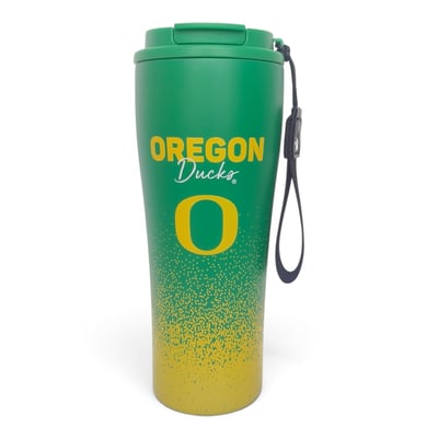 Oregon Ducks Pegasus 20oz Splatter Script Stainless Steel ProSip Coffee Cup with Strap