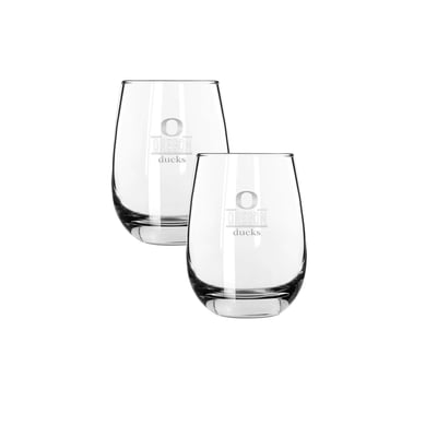 Oregon Ducks The Memory Company Two-Piece 15oz. Classic Crew Stemless Wine Glass Set
