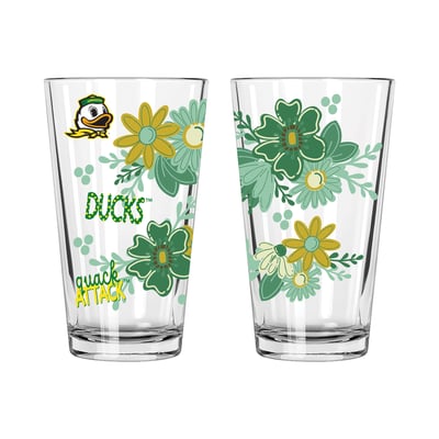 Oregon Ducks The Memory Company Two-Piece 16oz. Flowers Pint Glass Set