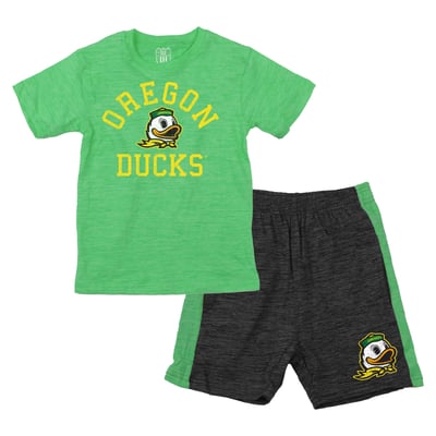  Oregon Ducks Wes & Willy Toddler Cloudy Yarn T-Shirt and Shorts Set - Green