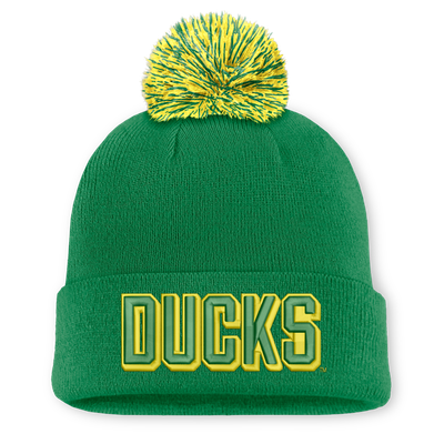 Oregon Ducks Nike Unisex Letter Mascot Knit Hat with Pom - Green