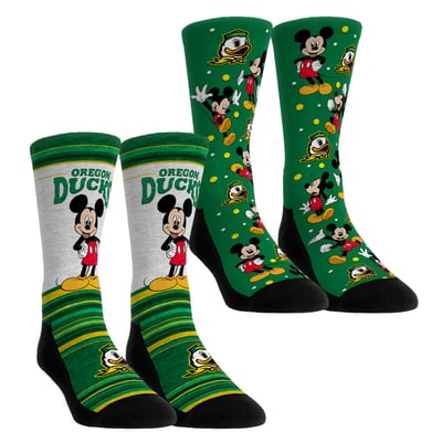  Oregon Ducks Rock Em Unisex Mickey Mouse Two-Pack Crew Socks Set - Green