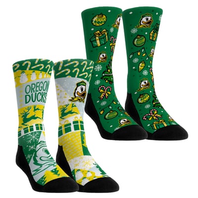 Oregon Ducks Rock Em Socks Unisex Holiday Remix Crew Socks Two-Pack