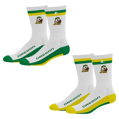  Oregon Ducks Starter Unisex Two-Pack Stripe Top End Crew Socks