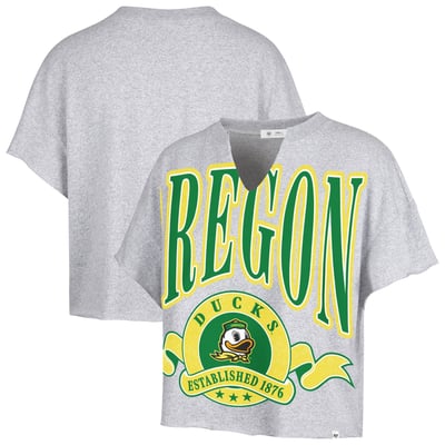  Oregon Ducks '47 Women's Banners Out Oversized Notch-Neck T-Shirt - Heather Gray