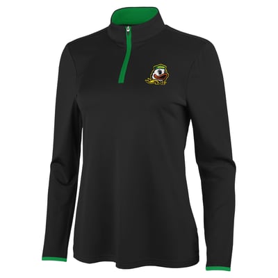 Oregon Ducks Antigua Women's Brink Quarter-Zip Pullover - Black/Green