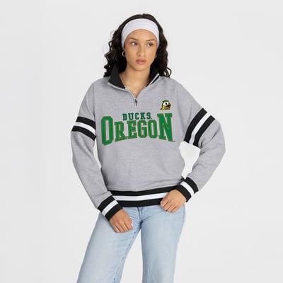  Oregon Ducks Gameday Couture Women's Hold the Line Quarter-Zip Pullover - Gray