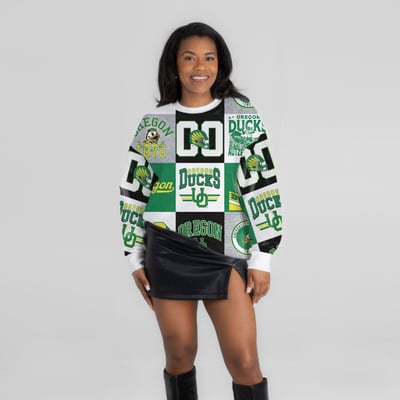  Oregon Ducks Gameday Couture Women's Highlight Reel Patchwork Long Sleeve Pullover - Green