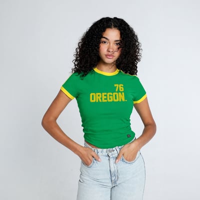 Oregon Ducks Hype and Vice Women's Cropped Goalie Baby T-Shirt - Green