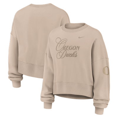 Oregon Ducks Nike Women's Neutral Stance Collection Oversized Phoenix Fleece Sweatshirt - Tan
