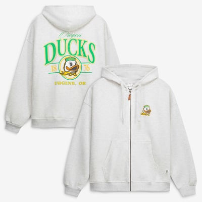  Oregon Ducks Pressbox Women's Janise Full-Zip Hoodie - Heather Gray
