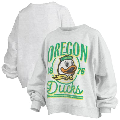 Oregon Ducks Pressbox Women's Oversized Bravo Melange Janise Sweatshirt - Heather Gray