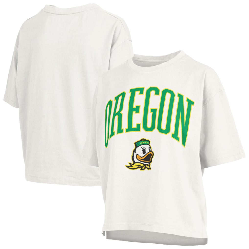 Oregon Ducks Pressbox Women's Plus Size Nelson Motley Crew Oversized Slub T-Shirt - White