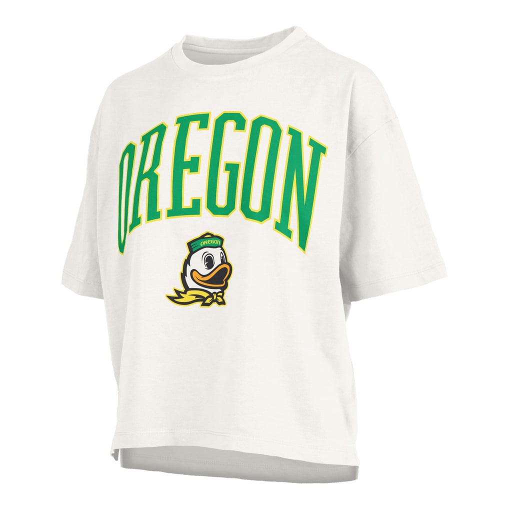 Oregon Ducks Pressbox Women's Plus Size Nelson Motley Crew Oversized Slub T-Shirt - White