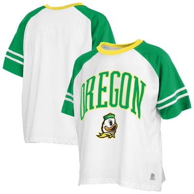  Oregon Ducks Pressbox Women's Sky Colorblock Slub T-Shirt - White