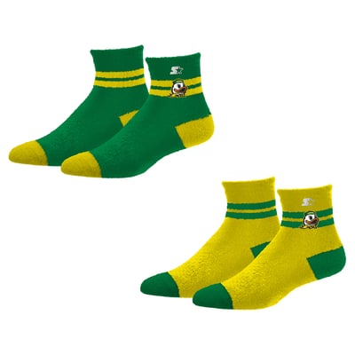 Oregon Ducks Starter Women's Cozy Cuff Stripes Quarter-Length Plush Socks