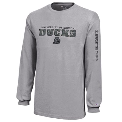  Oregon Ducks Champion Youth Operation Hat Trick Long Sleeve T-Shirt - Heather Gray