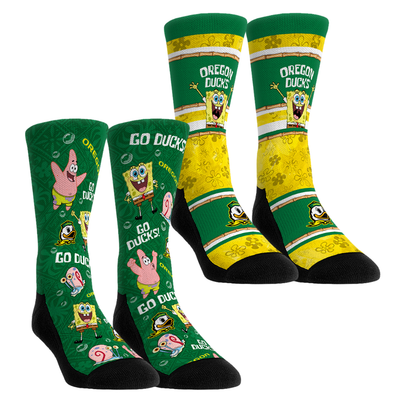  Oregon Ducks Rock Em Youth SpongeBob SquarePants Two-Pack Crew Socks Set - Green