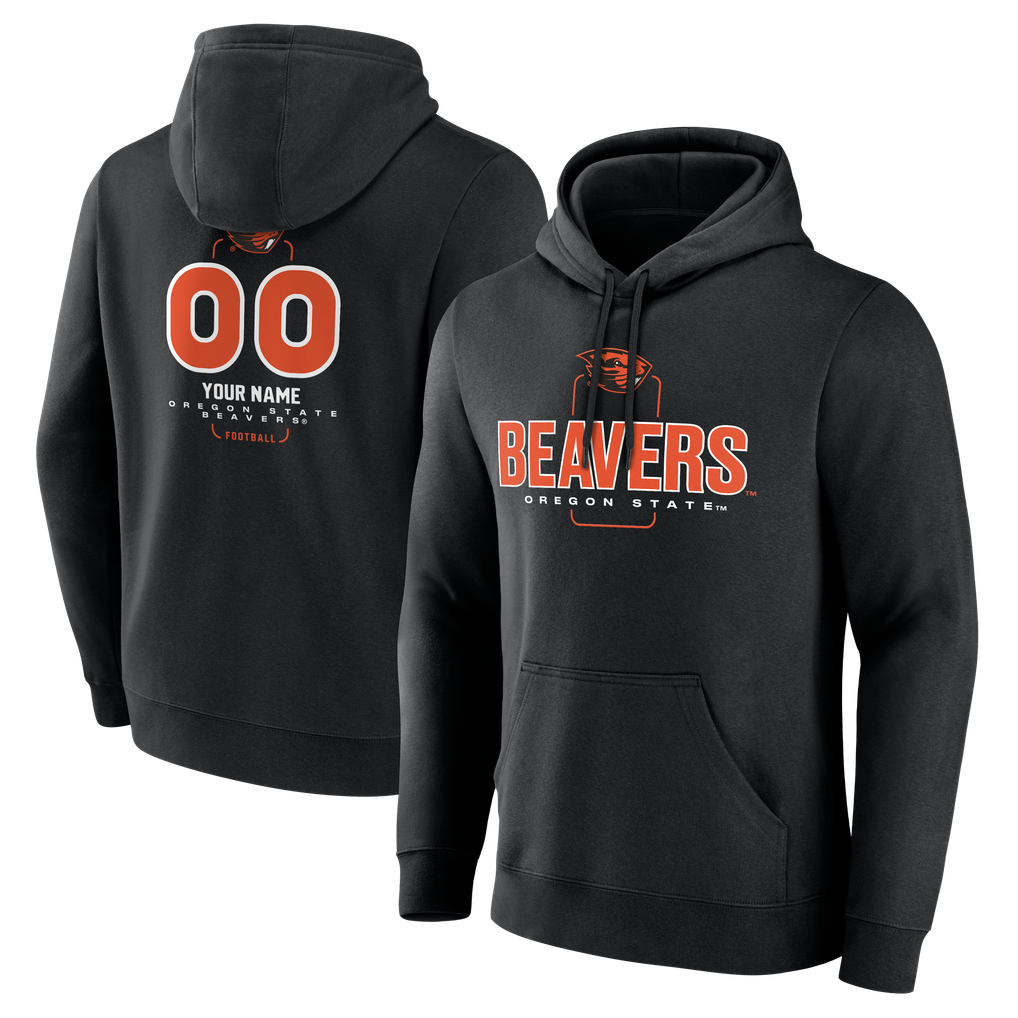 Oregon State Beavers Personalized Name & Number Midfielder Pullover Hoodie - Black