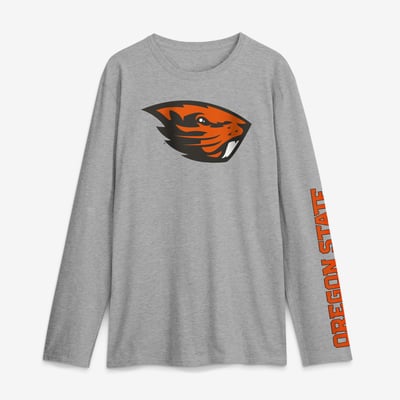 Oregon State Beavers Logo Athletic Primary Logo Long Sleeve T-Shirt - Heather Gray