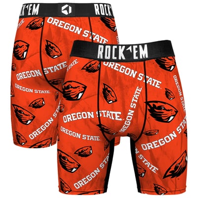  Oregon State Beavers Rock Em All Over Logo Boxer Briefs - Orange
