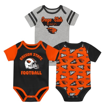  Oregon State Beavers Outerstuff Newborn Star Player Three-Piece Bodysuit Set - Black