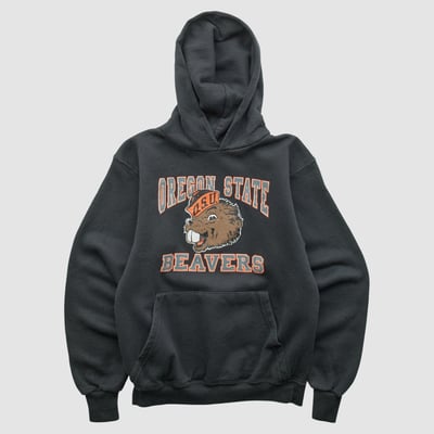 Oregon State Beavers Soffe 2000s Hooded Pullover Sweatshirt - Black - Yth L by Fanatics Real Vintage